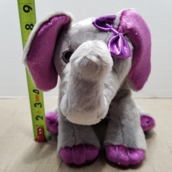 Elephant Plush Aurora Destination Nation Gray Purple Ears Stuffed Animal Toy - Picture 6 of 12